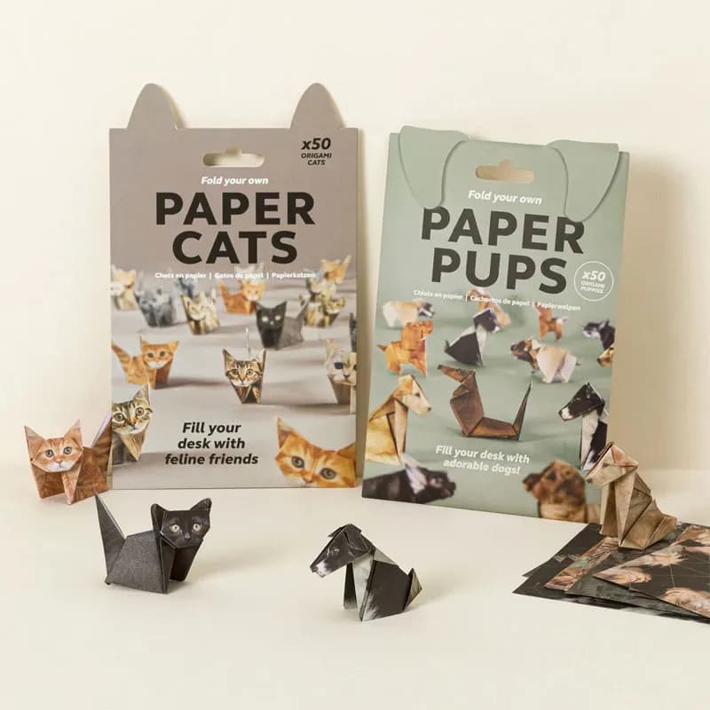 50pcs Set Diy Paper Cats Folding Animals Origami Cats Dogs Dinosaurs Fun Craft Activity for Adults & Kids,Gift for Cat Lovers