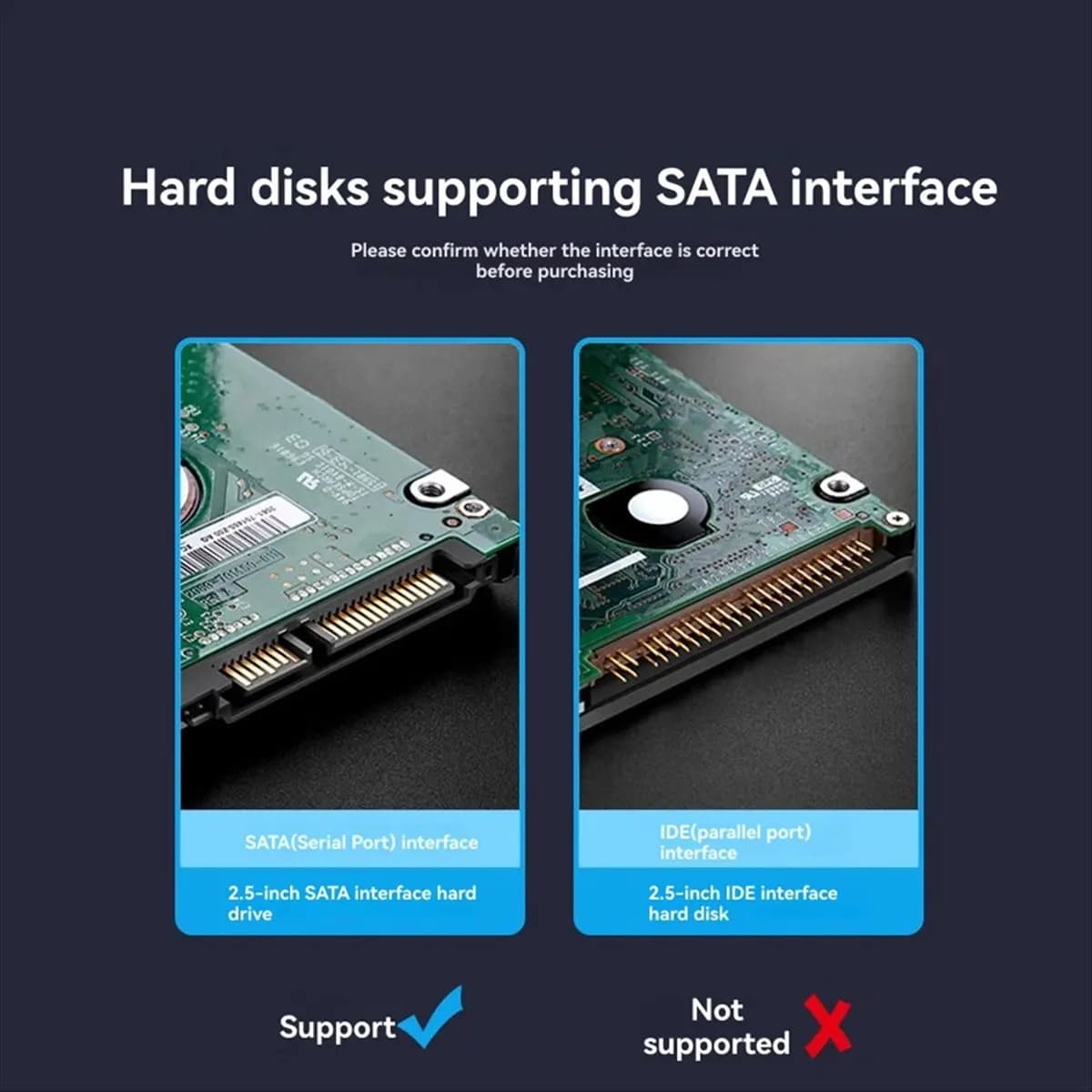 AT42 3.5inch HDD Case SATA to USB 3.0 Adapter External Hard Drive Enclosure for 2.5/3.5in SSD Disk HDD for PC Laptop EU PLUG