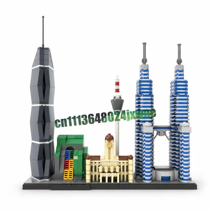 832 Parts Kuala Lumpur Skyline MOC Creative Architecture Model Custom Puzzle DIY Assembly Building Blocks Educational Toy Gift