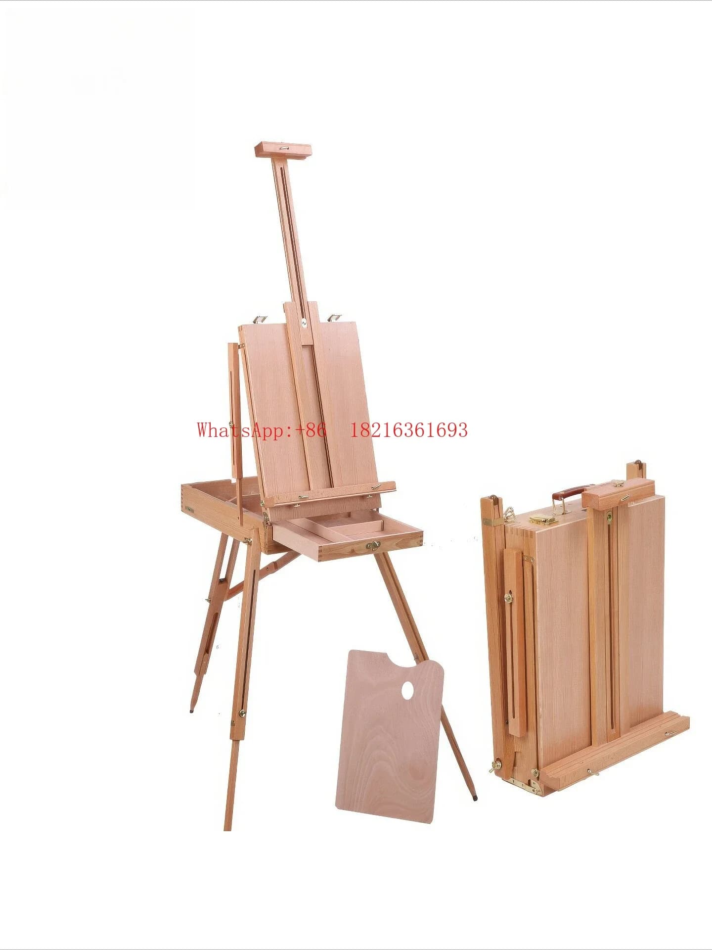 Cassetta portautensili per pittura su treppiede, scatola portaoggetti in legno massello per materiali artistici, scatola per pittura a olio con telaio in faggio