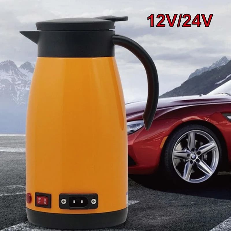 12V/24V Car Electric Kettle 304 Stainless Steel Quick Kettle for Truck 100 ° C Hot Water Heater with Cigar Lighter 680ml