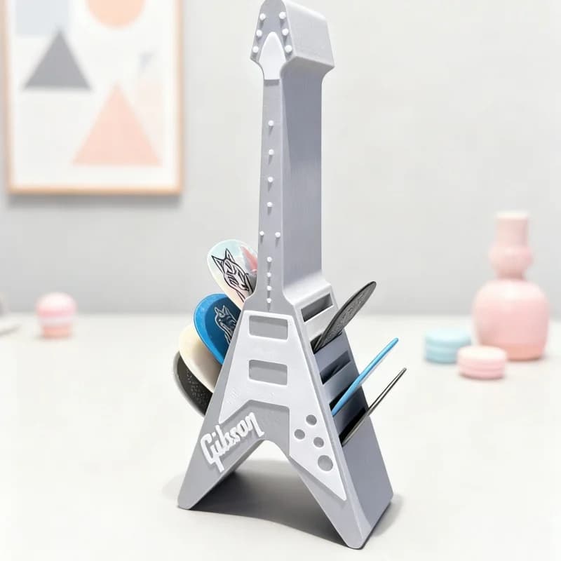 Portaplettro per Chitarra 3D Creativo a Forma di Chitarra Elettrica, Organizzatore da Scrivania, Decorazione per Casa, per Chitarristi Acustici