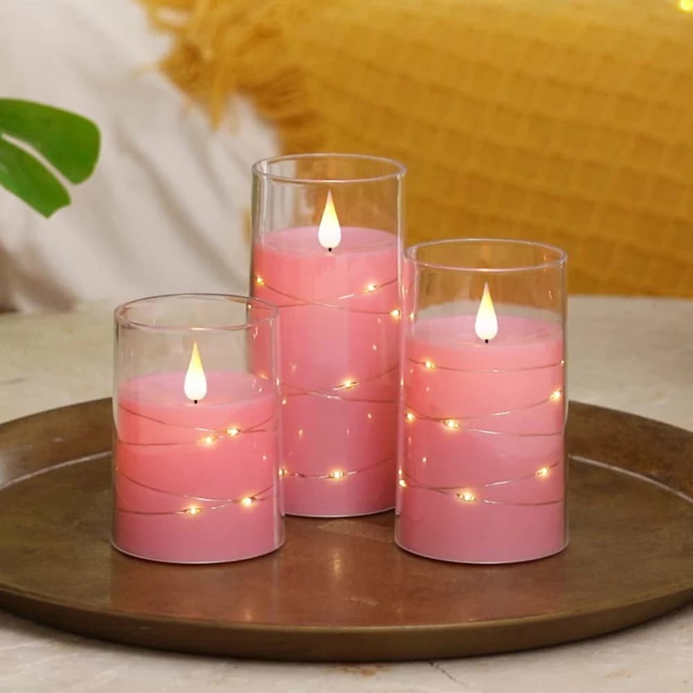3 pz/set LED candela senza fiamma rosa chiaro blu rosso natale Halloween preghiera matrimonio atmosfera romantica stringa di luce candela