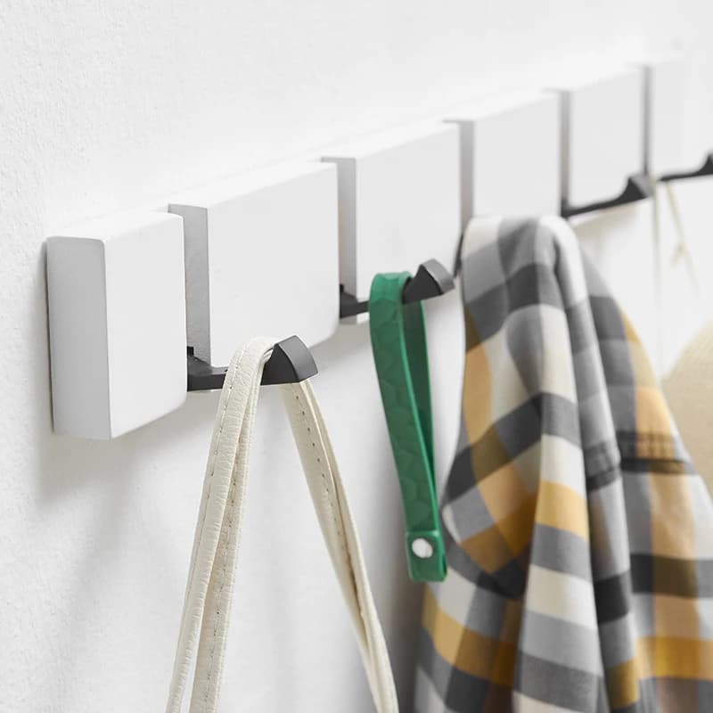 Wall Hooks 3 5 Hooks Wooden Foldable Invisible Hallway Door Bedroom Living Room Hanger Clothes Bag Key White Hanging Hooks