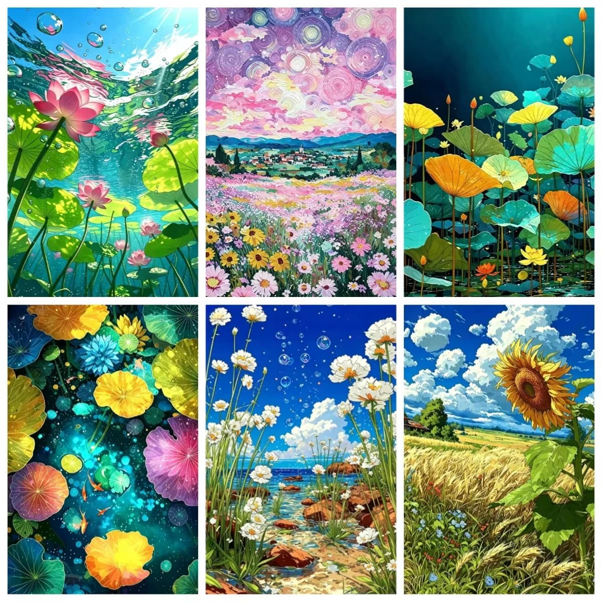 5D DIY Diamond Painting Kit Healing Flower Scenery Paint Art Full Drill Rhinestone Mosaic Wall Decor Craft Kit Home Gift