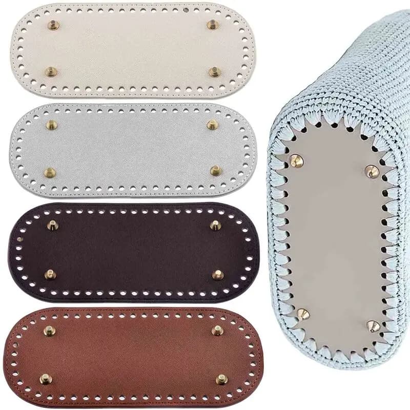 Confezione da 4 inserti inferiori per borse all'uncinetto in ecopelle – Basi rettangolari da 22 x 10 cm per realizzare borse e borsette fatte a mano fai-da-te