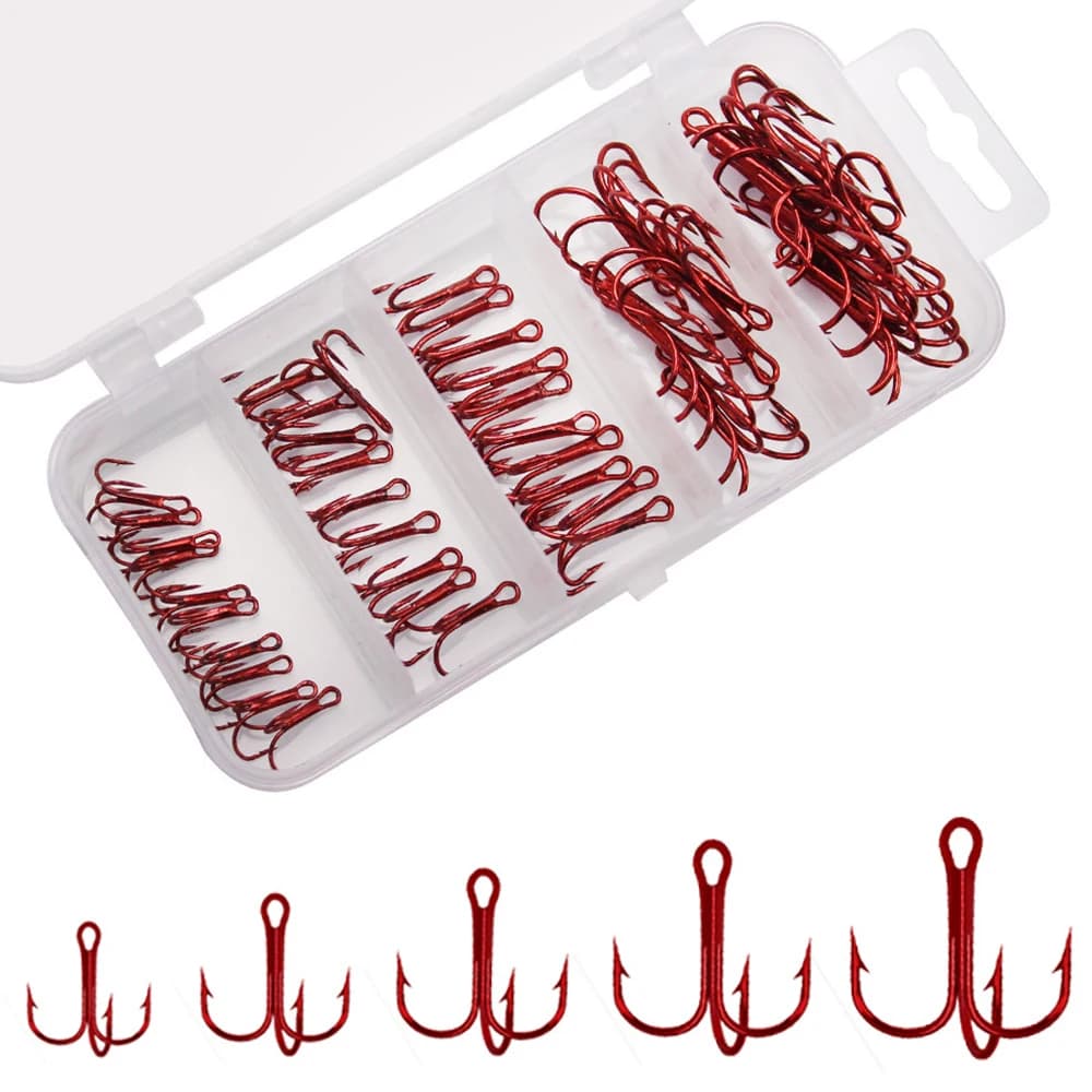 50 pcs/box Triple Ami Fishing Set High Spind Ami High Carbon Steel for baits Accessories for Sea Fishing Equipment Tools