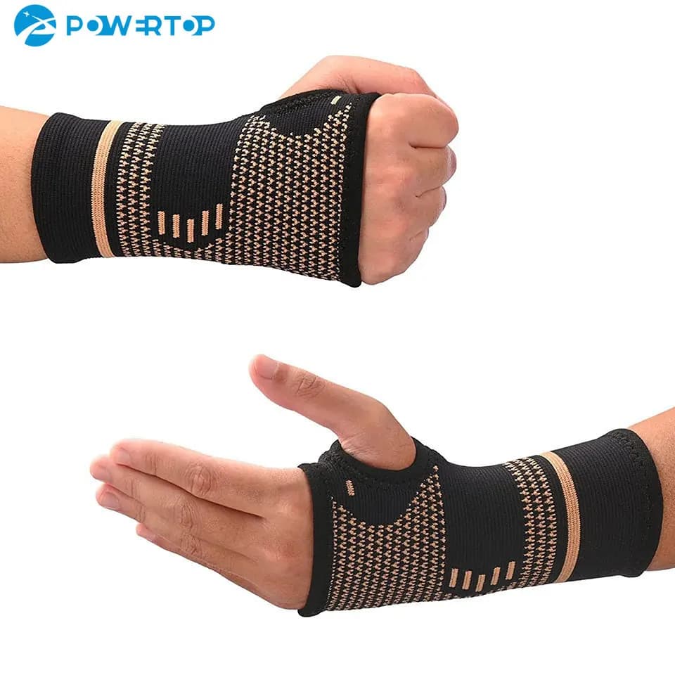 1 pz rame braccialetto professionale sport compressione protezione del polso artrite Brace Sleeve Support guanto elastico per le mani del palmo