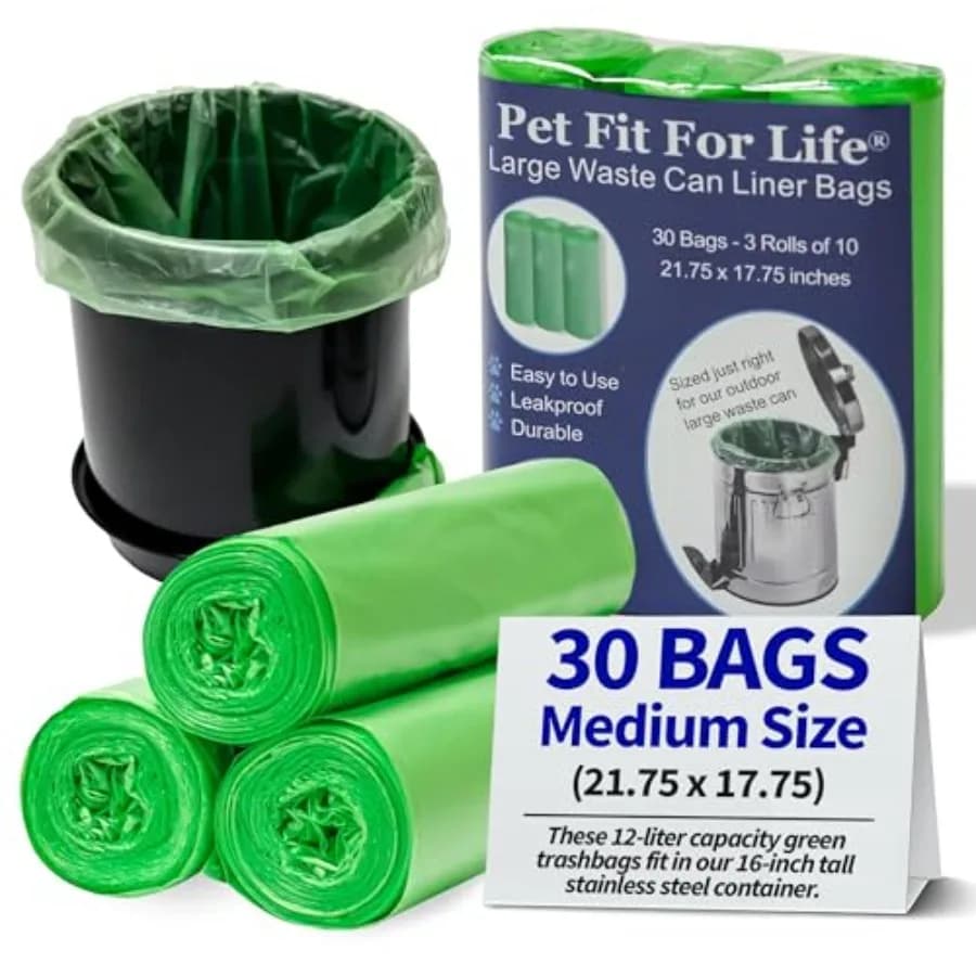 3.1 Gal Leak-Proof Wastebasket Liners - 3-Pack of 10 Medium Bags for Dog Droppings, Lawn, Garage, Home, Office, Restroom - Medi