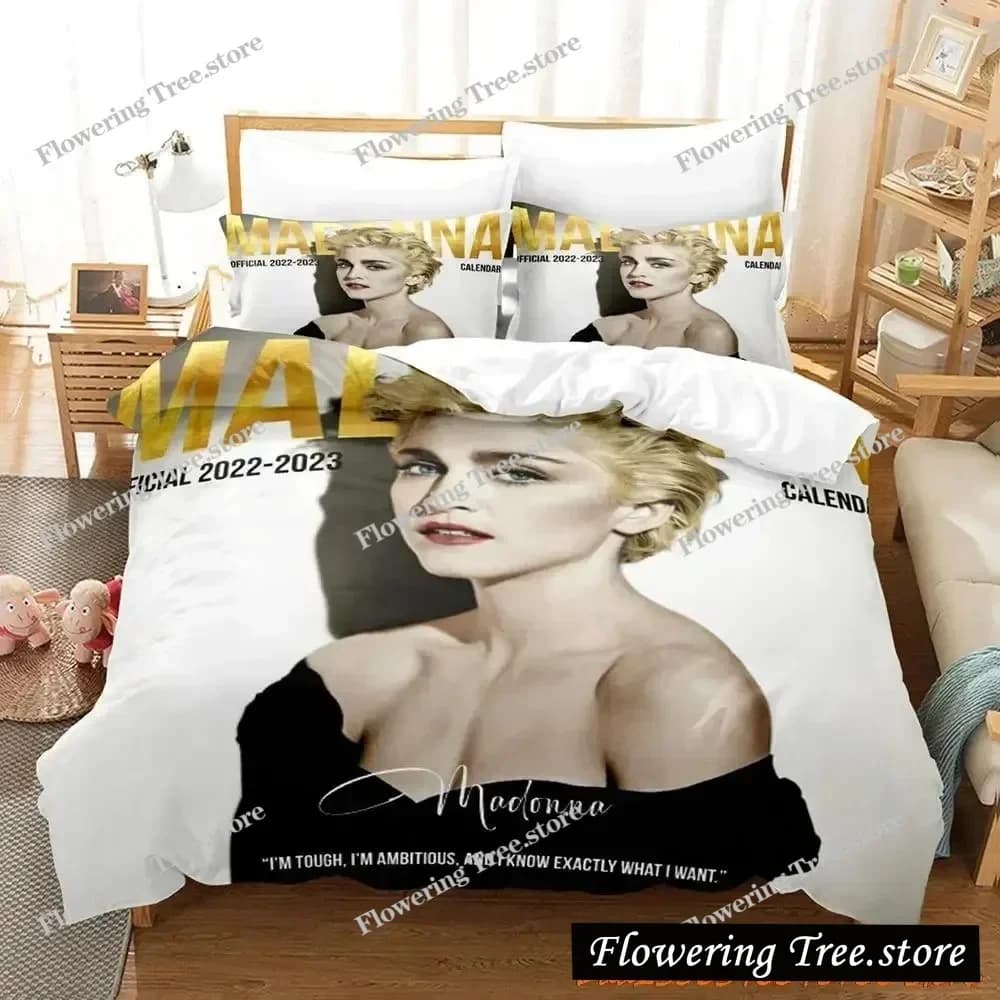 Set di Biancheria da Letto Singer Madonna, per Letto Singolo, Matrimoniale, Queen, King Size, Set Copripiumino per Adulti e Bambini, Set Lenzuola con Stampa 3D