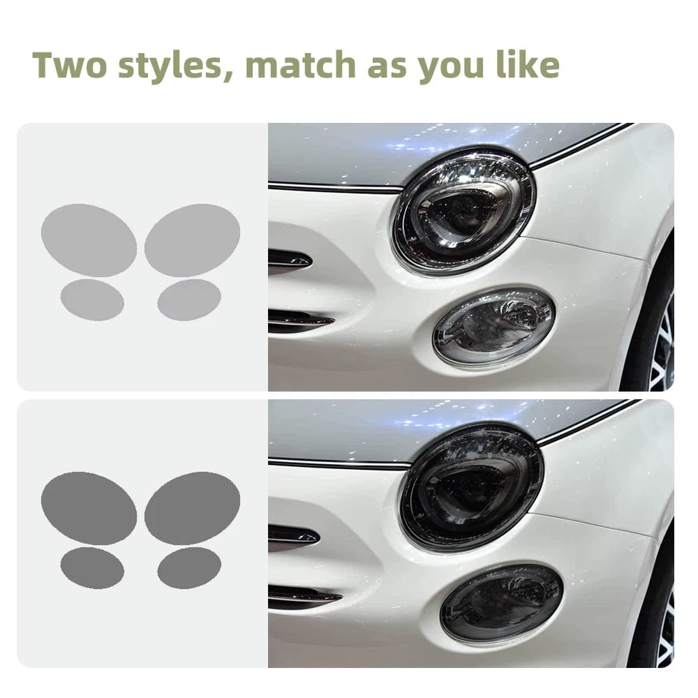 For Abarth 595 2013 2013 2014 2015 2016 2017 2018 2019 2020 Fiat 500 2008-2024 Transparent film for front headlights in TPU, scratch protection
