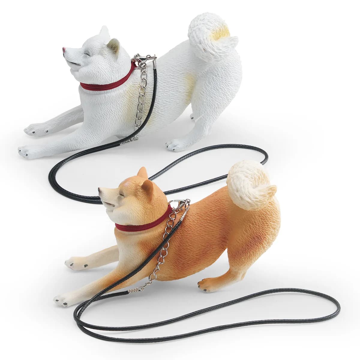 Mini cane animale corpo solido modello Shiba Inu con miniature di guinzaglio realistica scala di cani decorazione per la casa desktop
