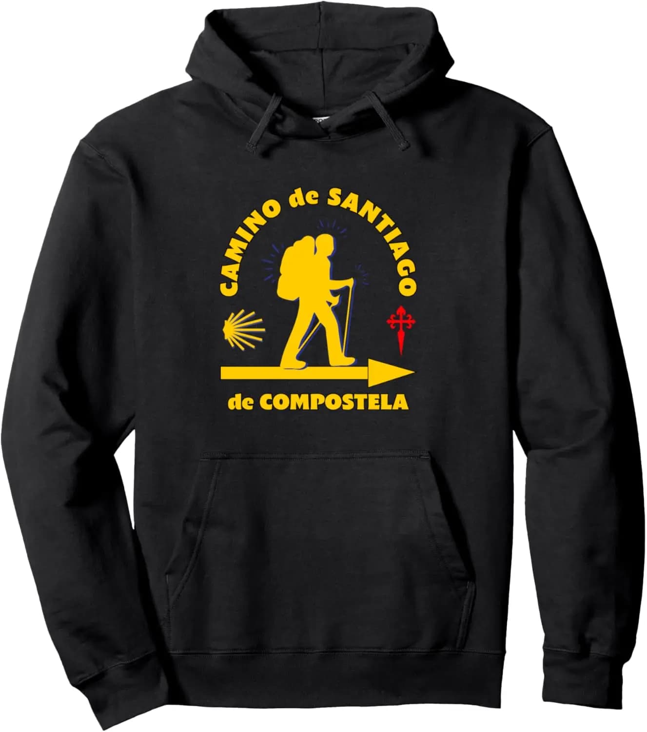 Felpa con cappuccio da uomo Camino de Santiago de Compostela Shell Arrow Cross