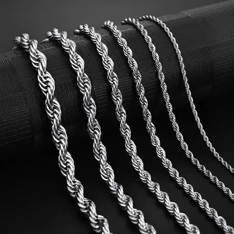2/3/4MM 16-24 Inches Rope Chain Necklace For Men Women Fashion Punk Wedding Party Gifts 925 Sterling Silver Jewelry