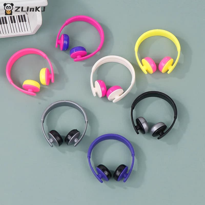 ▶5Pcs Mini Headphones Toys Gifts DIY Sunglasses Straw Hat Scarf Jewelry Accessories Decoration
