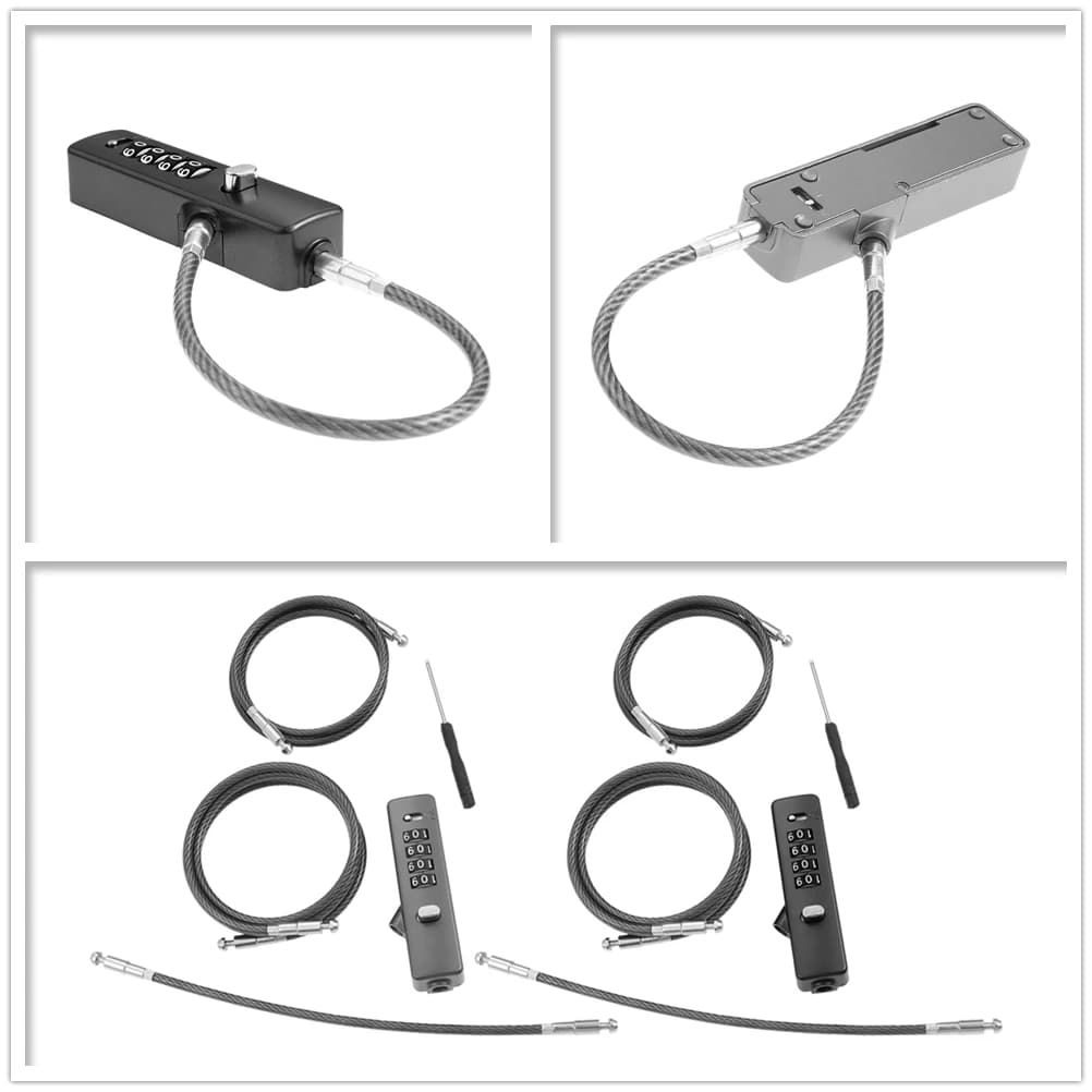 1set 4-Digit Cable Combination Lock with 3 Steel Cables 30/60/120cm Adjustable Skis Bikes Helmets Lockers Cabinet Door Potable