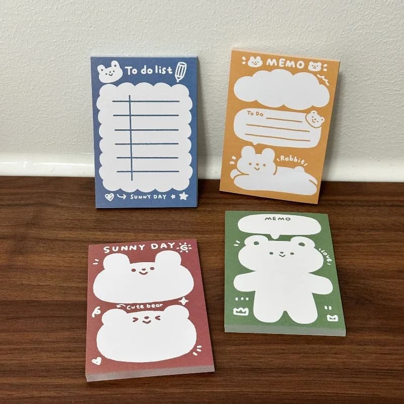Versione coreana del blocco adesivo creativo con orsetto carino, note per messaggi, non promemoria appiccicoso, facile per gli studenti da trasportare, blocco note di cancelleria