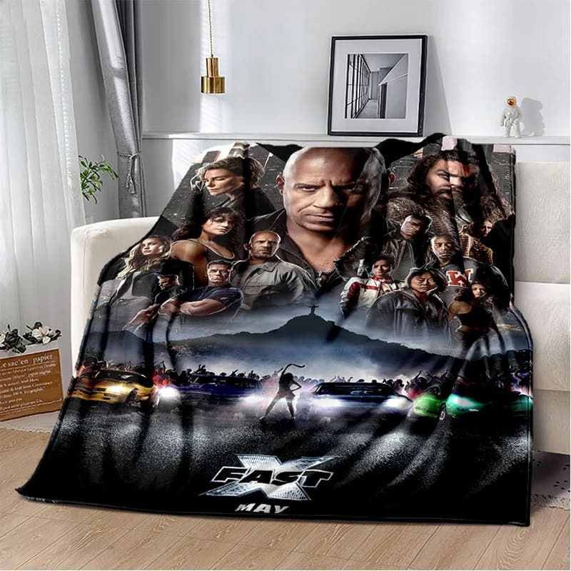 HD 10 Fast & Furious X Coperta morbida in peluche stampata in 3D, coperta in flanella per soggiorno, camera da letto, divano letto, picnic, bambini