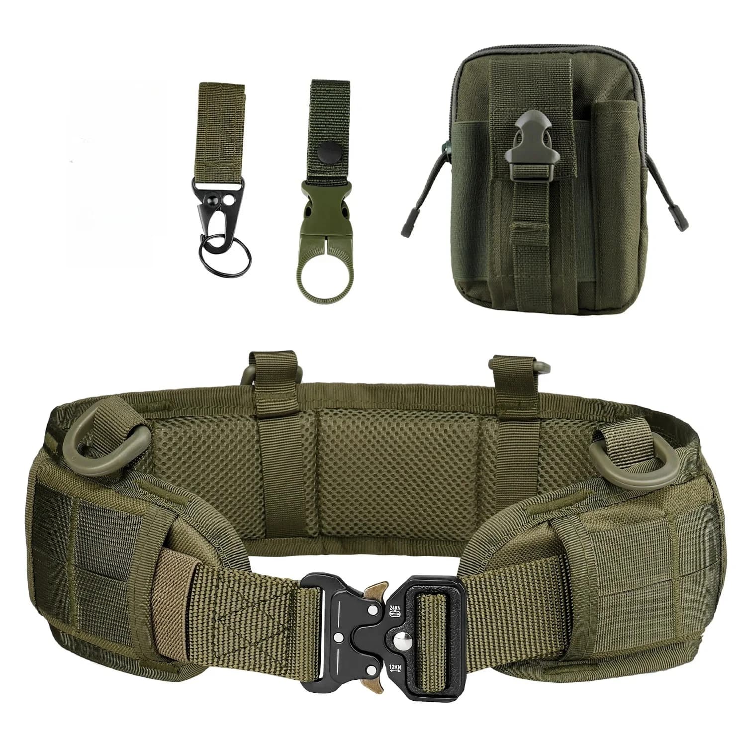 Cintura Tattica Regolabile da Uomo per Lavoro all'Aperto, Cintura da Combattimento CS, Caccia, Paintball, Imbottita con Tasche