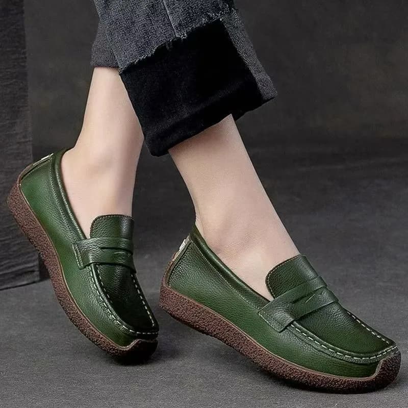 Nuove Scarpe in Vera Pelle 2026 per Donna, Mocassini Slip-on, Loafers Primaverili e Autunnali, Scarpe da Mamma, Taglie Grandi 35-40