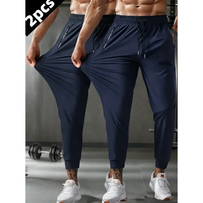 Regalo per Uomo: Confezione da 2 Pantaloni Casual da Uomo ad Asciugatura Rapida in Seta Ghiacciata, Pantaloni Estivi per Ciclismo, Fitness, Corsa, Sport, Calcio e Pesca