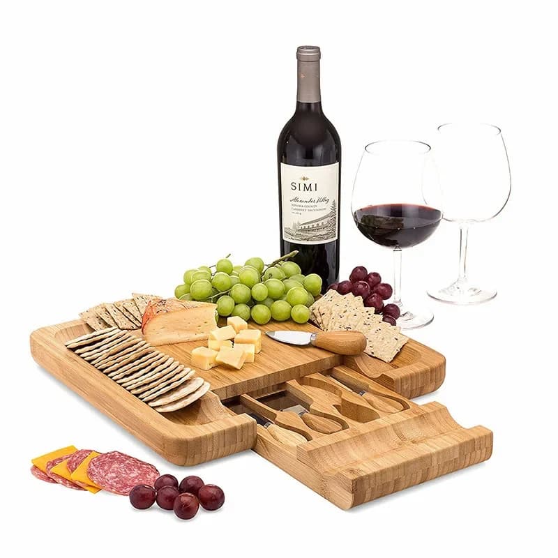 DurableBamboo Cheese Board Set Cheese Board Drawer Cutting Board Square