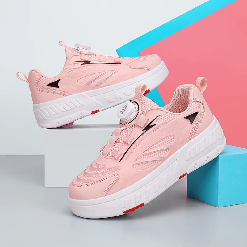 Scarpe con Rotelle a Quattro Ruote per Ragazzi e Ragazze, Scarpe Casual da Passeggio per Sport all'Aperto, Scarpe con Rotelle Regolabili per Studenti, Sneakers con Rotelle