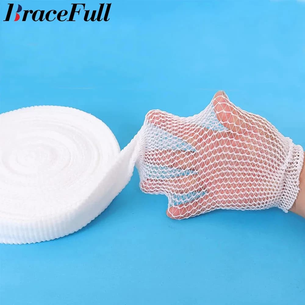 1 roll of elastic mesh for wound dressing, tubular banding, mesh tube, tubular gauze, fixing, breathable banding, adult ankle stop