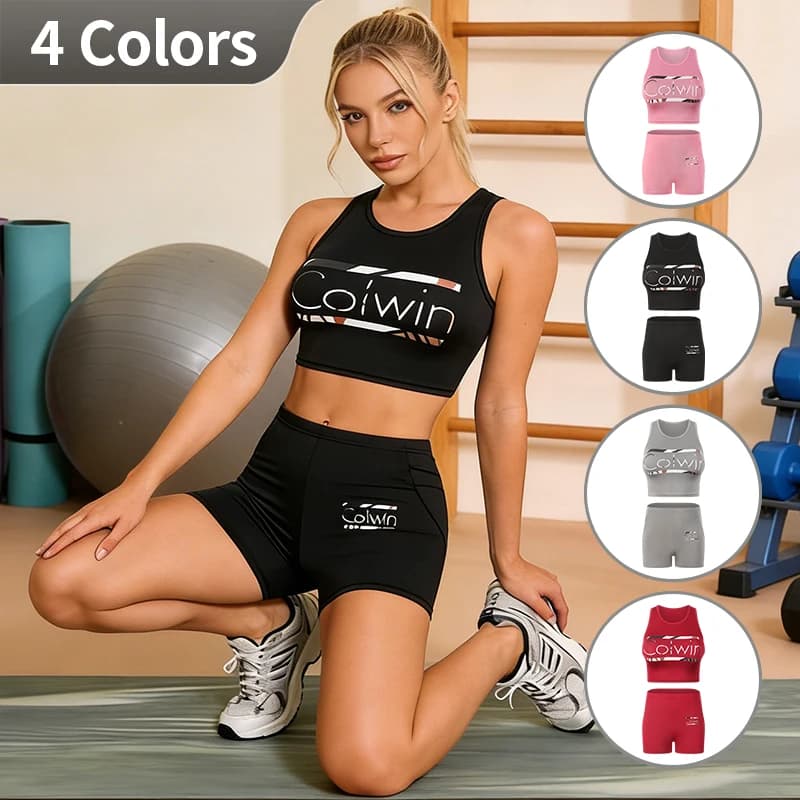 Women's set of 2/4/8 pieces, summer vests and shorts, fashionable slim fit set for sports, racing, yoga, comfortable interior for domestic use