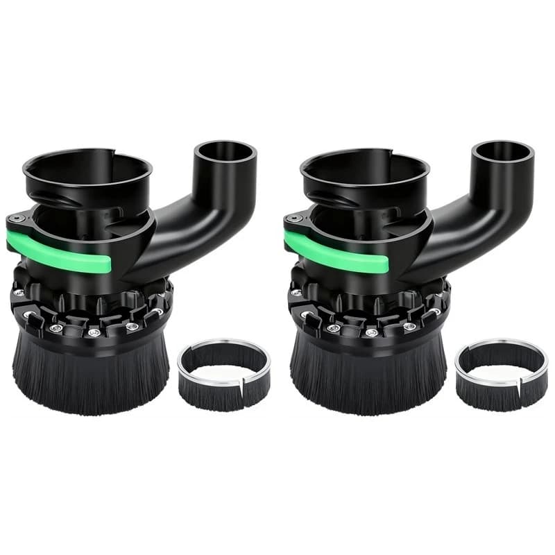 ABLK 2Pcs 65Mm & 69Mm Diameter Dust Shoe For CNC Router Machine, Compatible, Dual Brush Lengths, Hose Diameter 38Mm (1.5Inch)