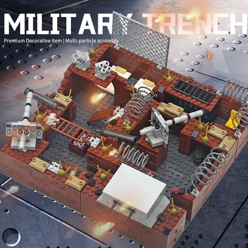 MOC Trench militare Building Blocks Base militare Set di giocattoli Compatibile con armi militari Giocattoli di mattoni per ragazzi Regali di compleanno