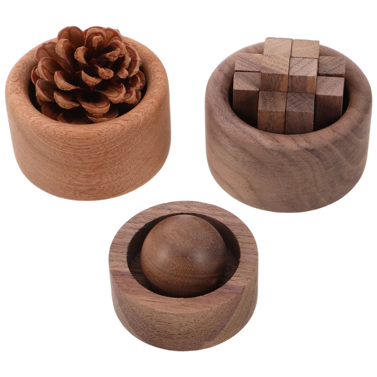 3Pcs Wooden Aromatherapy Diffuser Natural Round Wood Block Scent Spreader Portable Air Freshener for Bedroom Office Car