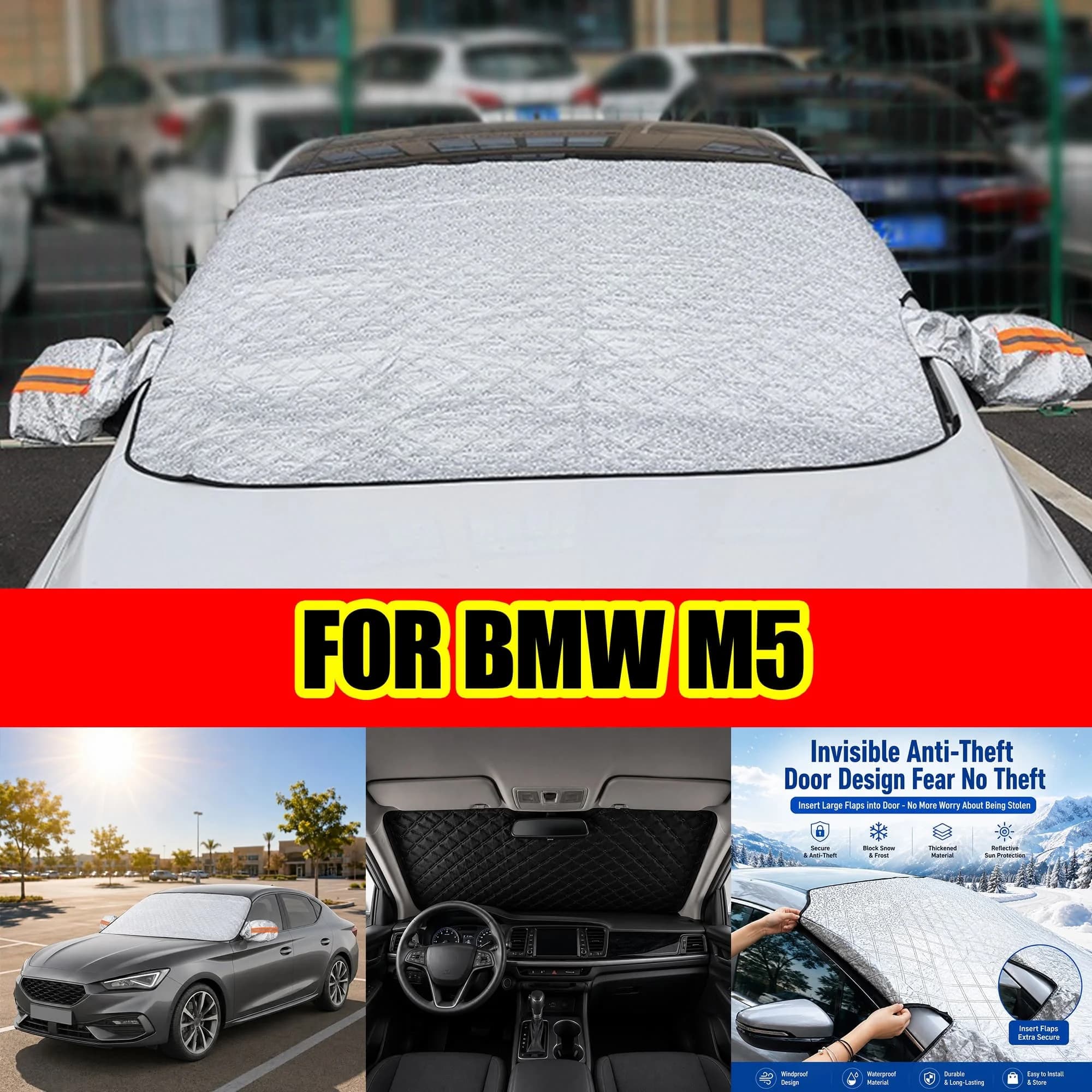 FOR BMW M5 Windshield Sunshade, UV Protection & Heat Block Cover For Car Front Window