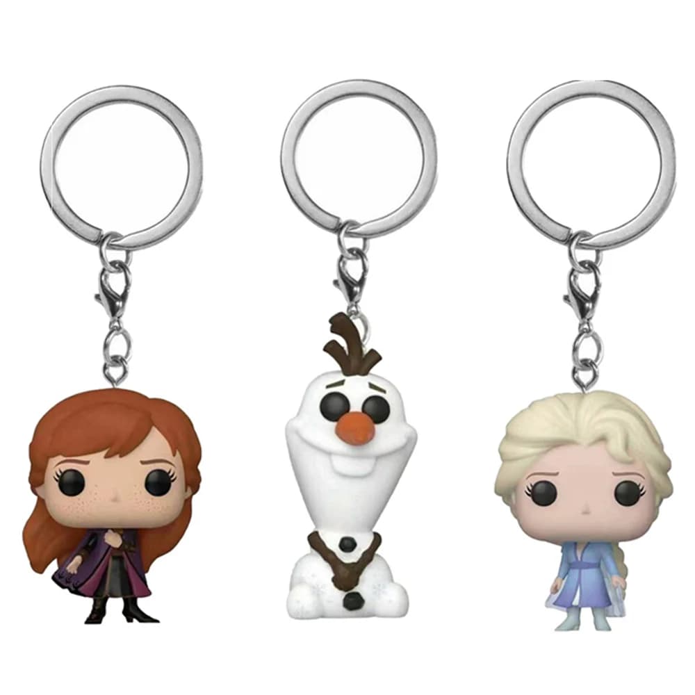 Anime Frozen Keychain Anna Olaf Elsa Cute Queen Princess Elsa Vinyl Action Figures Collection Statue Model Key Chain Toys Gifts