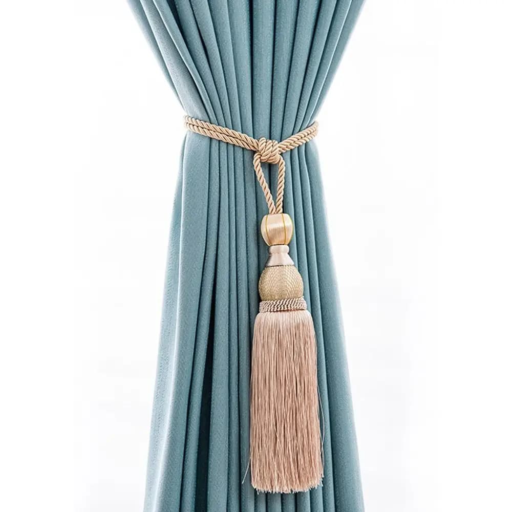 Nessuna installazione Nappe per tende Tieback Filato di poliestere Fascette per tende con nappe multicolori Palla sospesa in filo dorato senza punzonatura