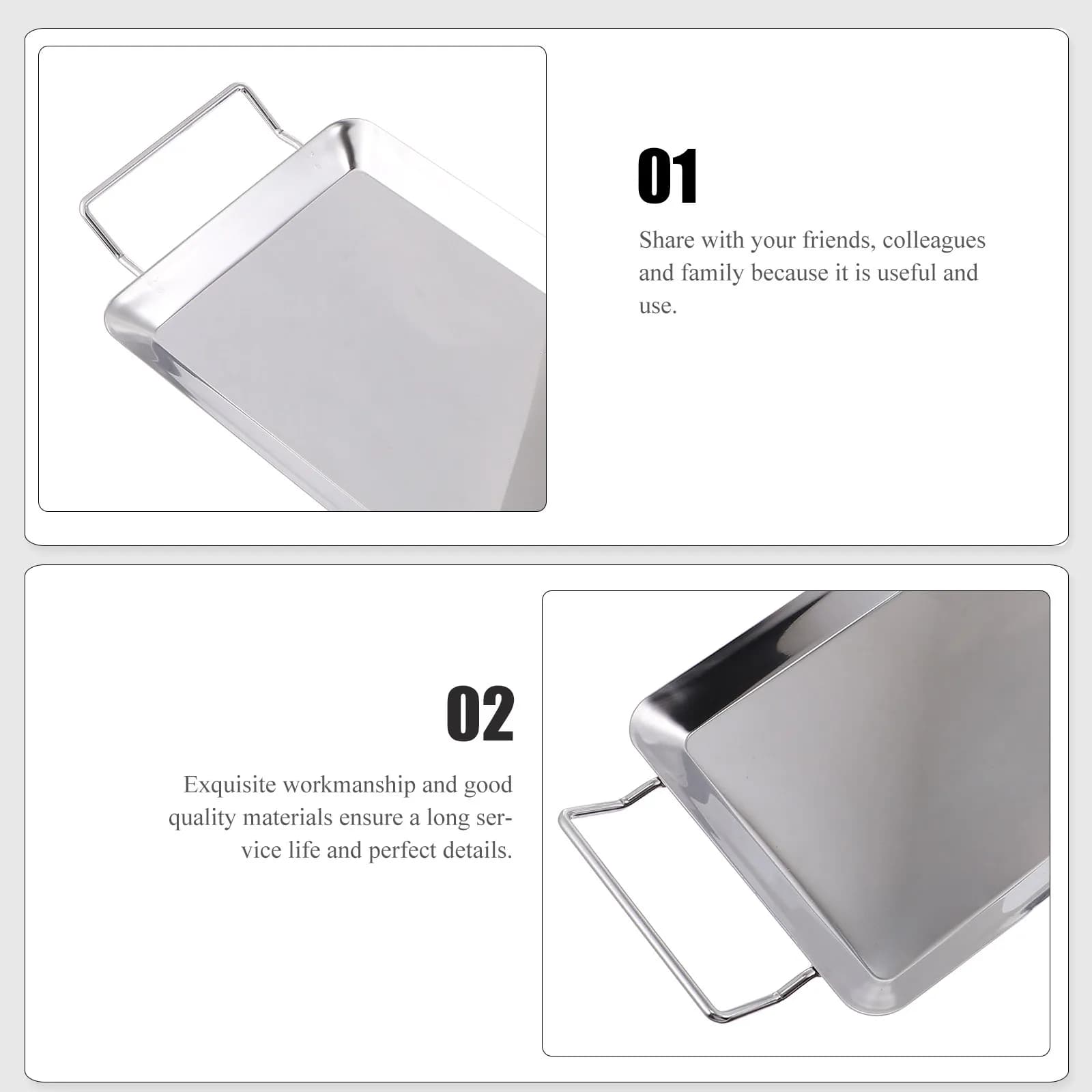1Pcs Stainless Steel Outdoor Barbecue Grill Plate Non-Stick Bbq Fry Pan Thickness Heat Distribution Cooking Accessory