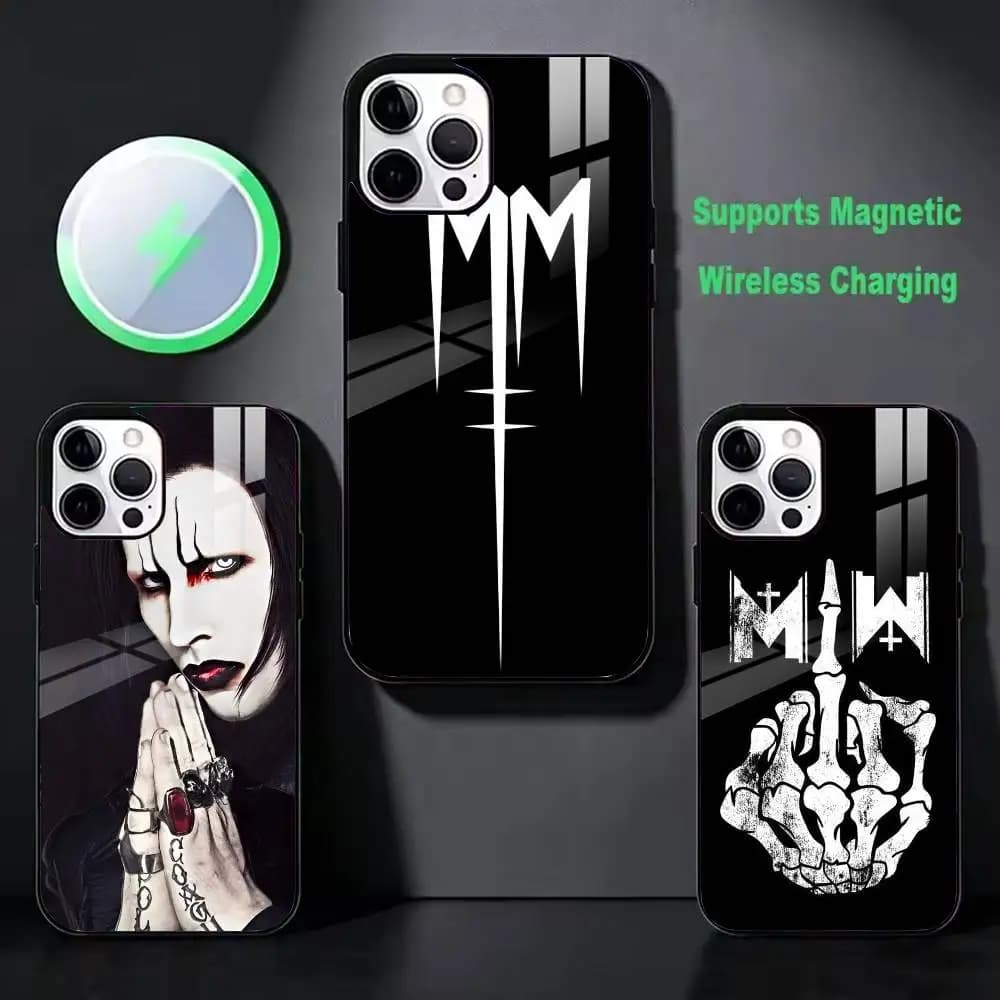 M-Marilyn Death Rock Mr-M-MansonS For IPhone 18 17 16 15 14 13 12 11 Plus Pro Max Plus Wireless Charger Phone Case