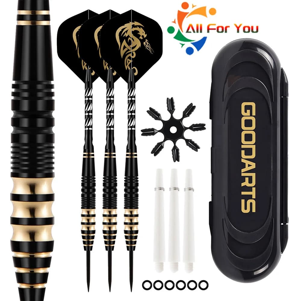 3pcs/set Professional Dart Set 23g Metal Steel Tip Precision Engraved Brass Barrel Darts with Nylon Shaft Protector Dart Set