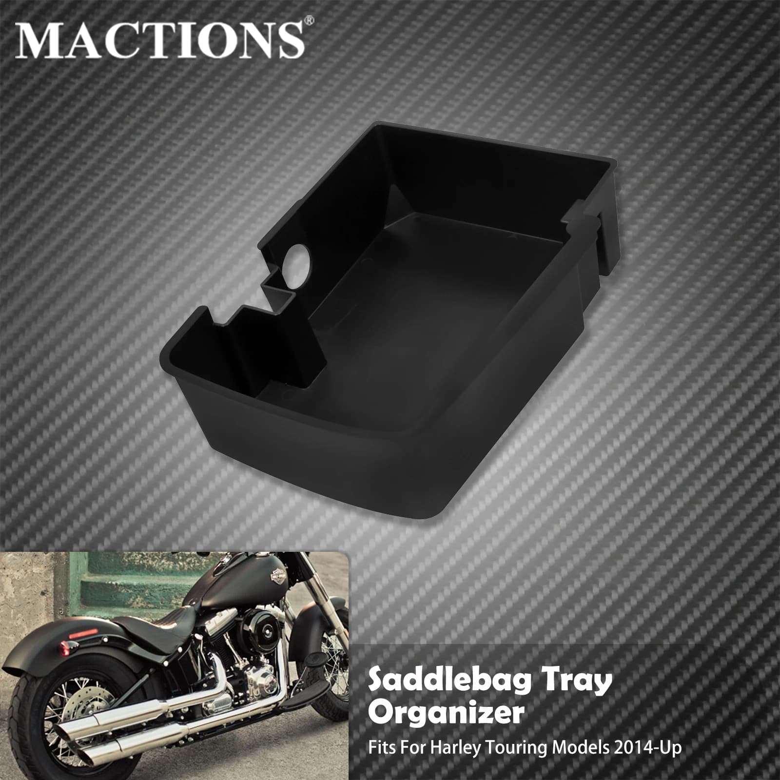 Borsa laterale per moto, ripiano superiore, vassoio rigido, nero, lato sinistro destro, per Harley Touring Road King 14-24 Street Electra Glide
