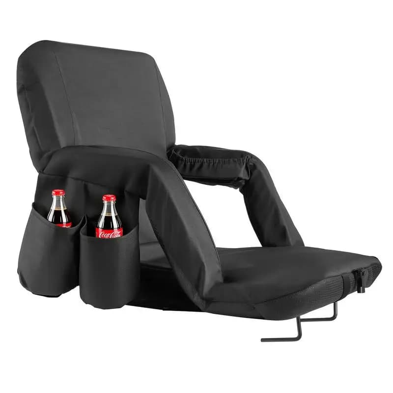 Stadium Seat, 6 Adjustable Angle Wide Bleacher Chair, 2.9'' Cushion Padded Stadium Seat with Armrest and Back Support, Stadiums Chair with Hook Cupholder for Picnics, Beach Sports, and Gaming