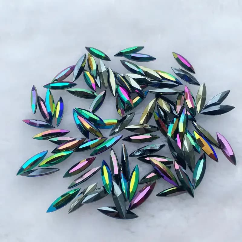 1000pcs Crystal AB High quality Rhinestone 4x15mm Long Horse eye shape for Nail art garment -E89