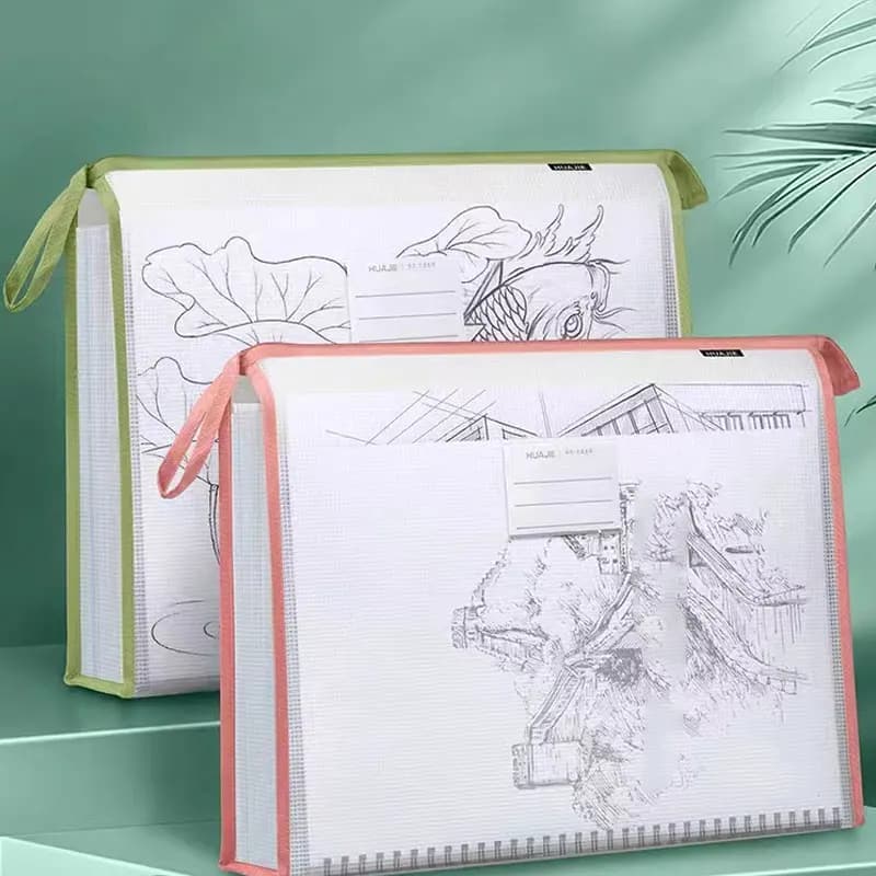 A3 High-Capacity Gridding Waterproof Zip Bag Transparent Document Bag Pen Filing Products Pocket Folder Office School Supply