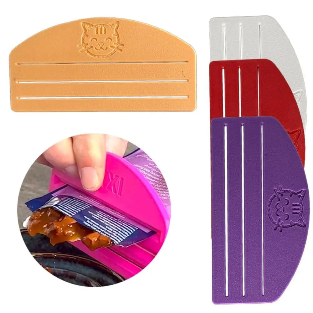 3D Print Cat Food Pouch Squeezer PLA Squeeze Spoon Pet Liquid Snack Squeeze Pet Supply Cute Patterns Wet Treat Dispenser