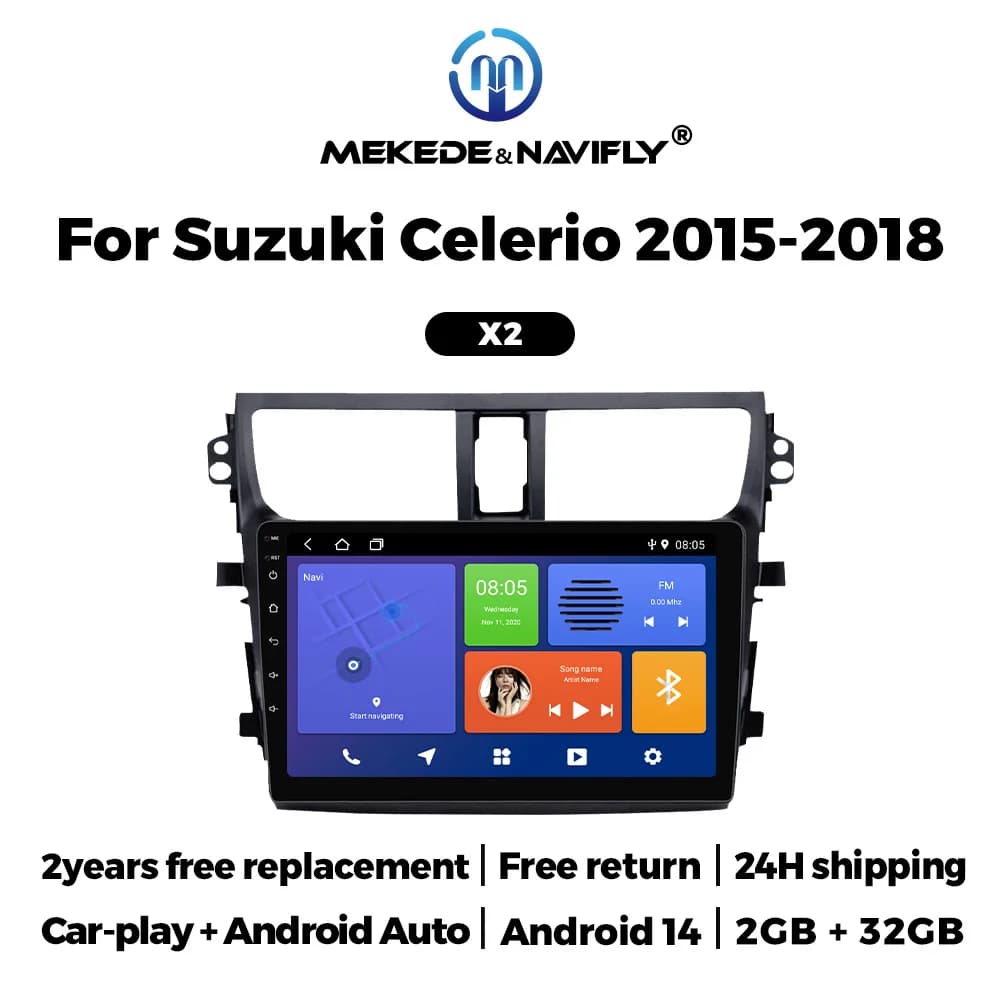 NAVIFLY & MEKEDE 9 ''Per Suzuki Celerio 2015 2016 2017 2018 Android 14 Auto Radio FM Lettori Video Multimediale Carplay Auto GPS 2Din