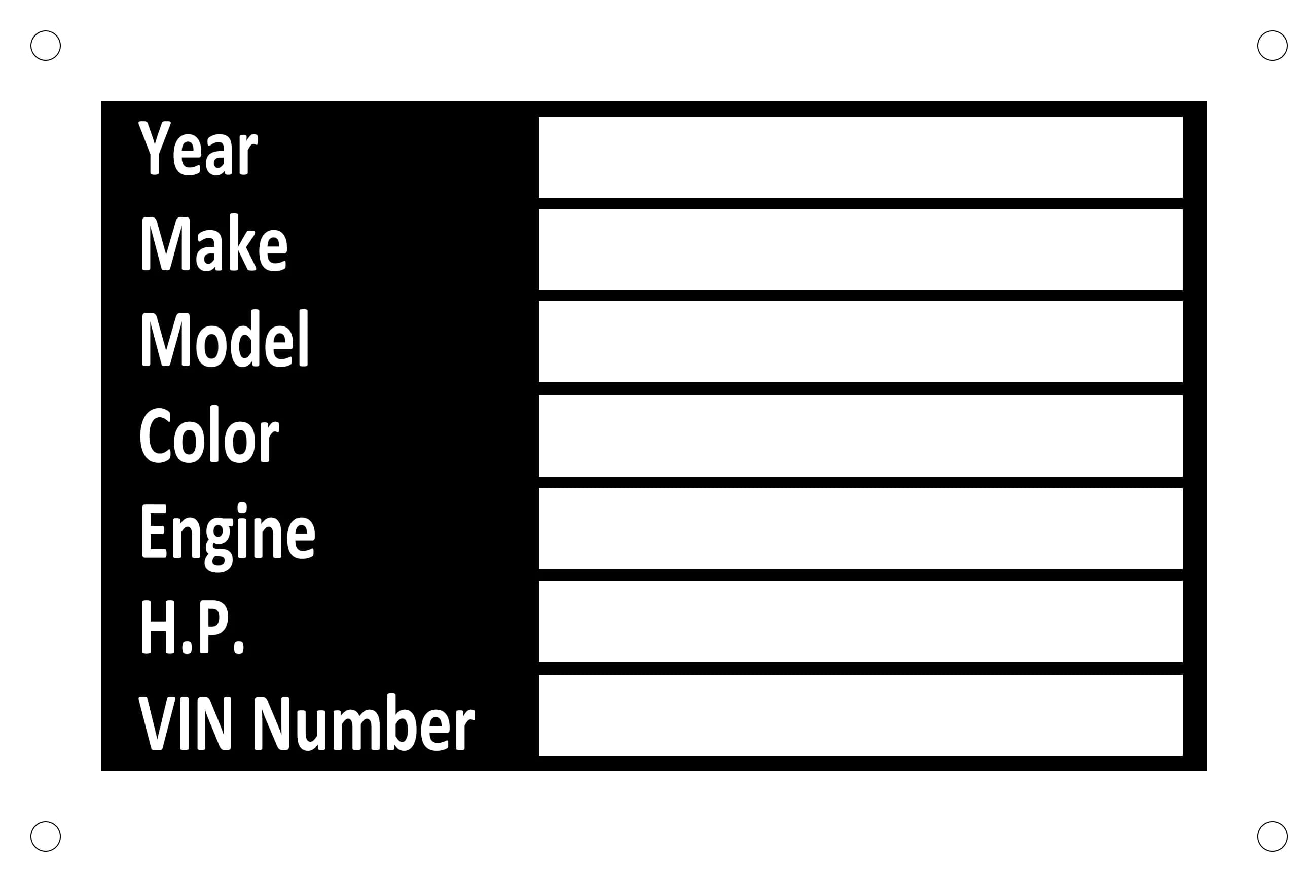 VELOCITY TRUCCO BARCO Trailer "STAMPATO" VIN and weight Frame plate 130 mm x 90 mm Identification number