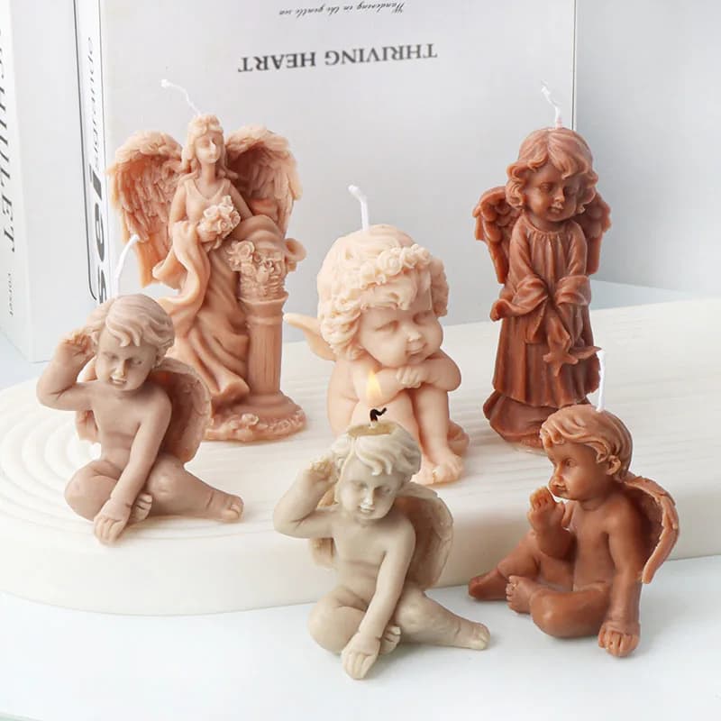 3D Angel Theme stampo per candele in Silicone Cute Angel Statue Series resina sapone gesso stampo torta al cioccolato Set per la produzione di ghiaccio regali artigianali