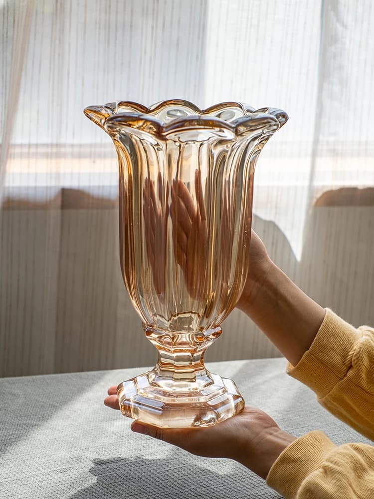 Elegante Vaso in Vetro di Grandi Dimensioni, Calice per Vino, Ornamento Decorativo da Tavolo per Coltivazione Idroponica, per Soggiorno e D...