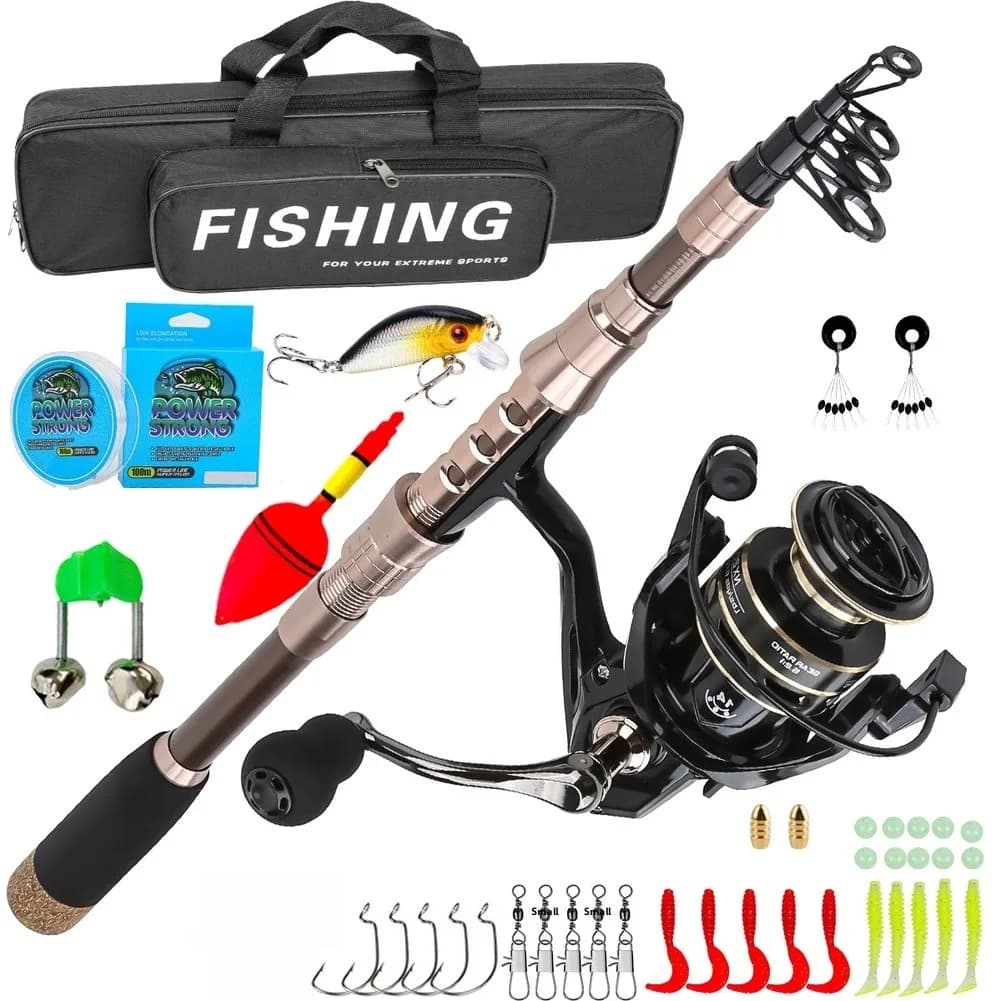 Canna da pesca in fibra di carbonio da 1,8 m, progettata per tecniche di pesca con esche dure e fornita con mulinello per set COMBO