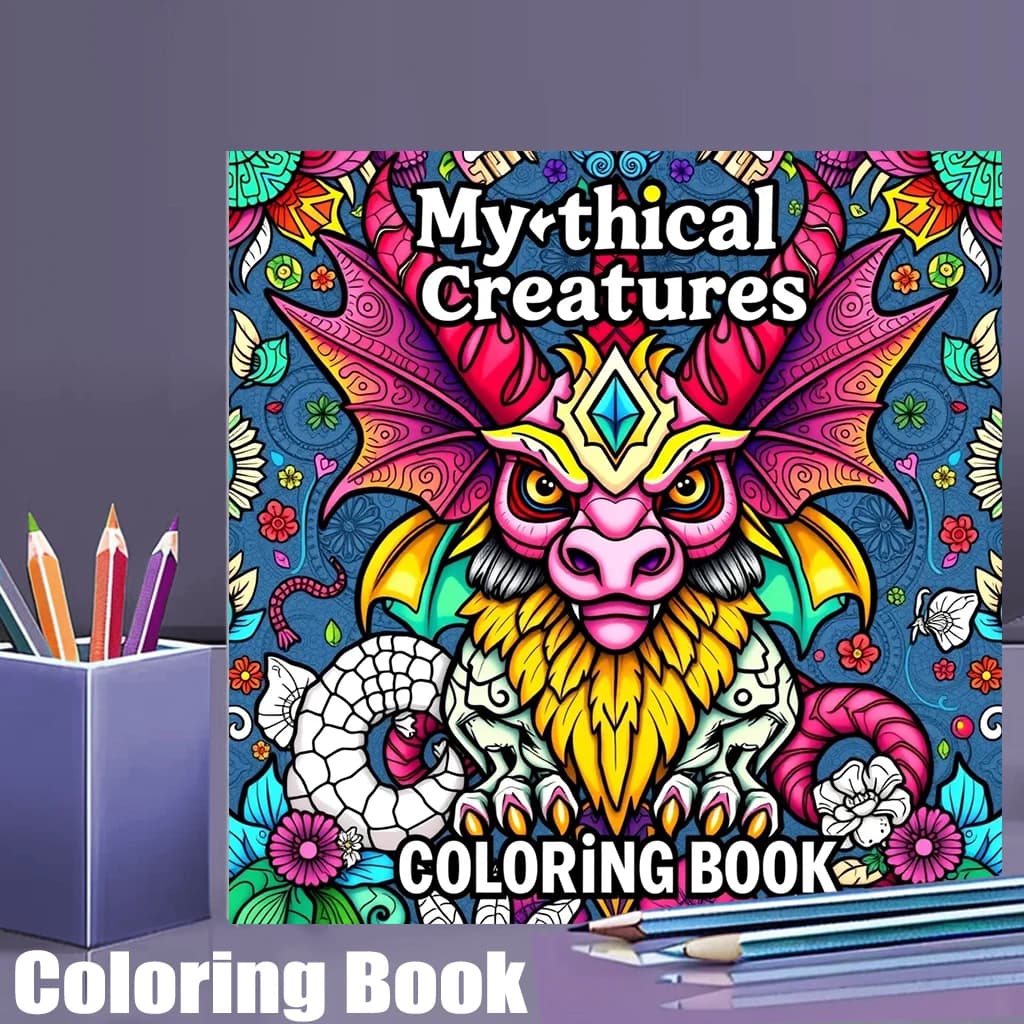 28 Pages Original Mythical Creatures Coloring Book for Adult | Colouring Book, Drawing Supplies for Christmas, Thanksgiving