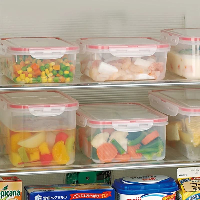 Contenitore per Alimenti Sed Cam, Scatola Rettangolare in Plastica per Frutta e Pranzo, Adatto per Frigorifero e Microonde, Serie Inomata 85 Giappone